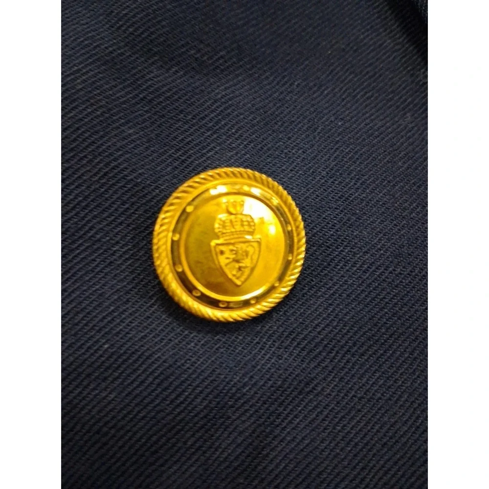 Talbots Navy Blue Double Breasted Blazer Jacket Gold Button Wool 16 Vtg Preppy